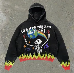 Life is like the end of the world casual street print hoodie