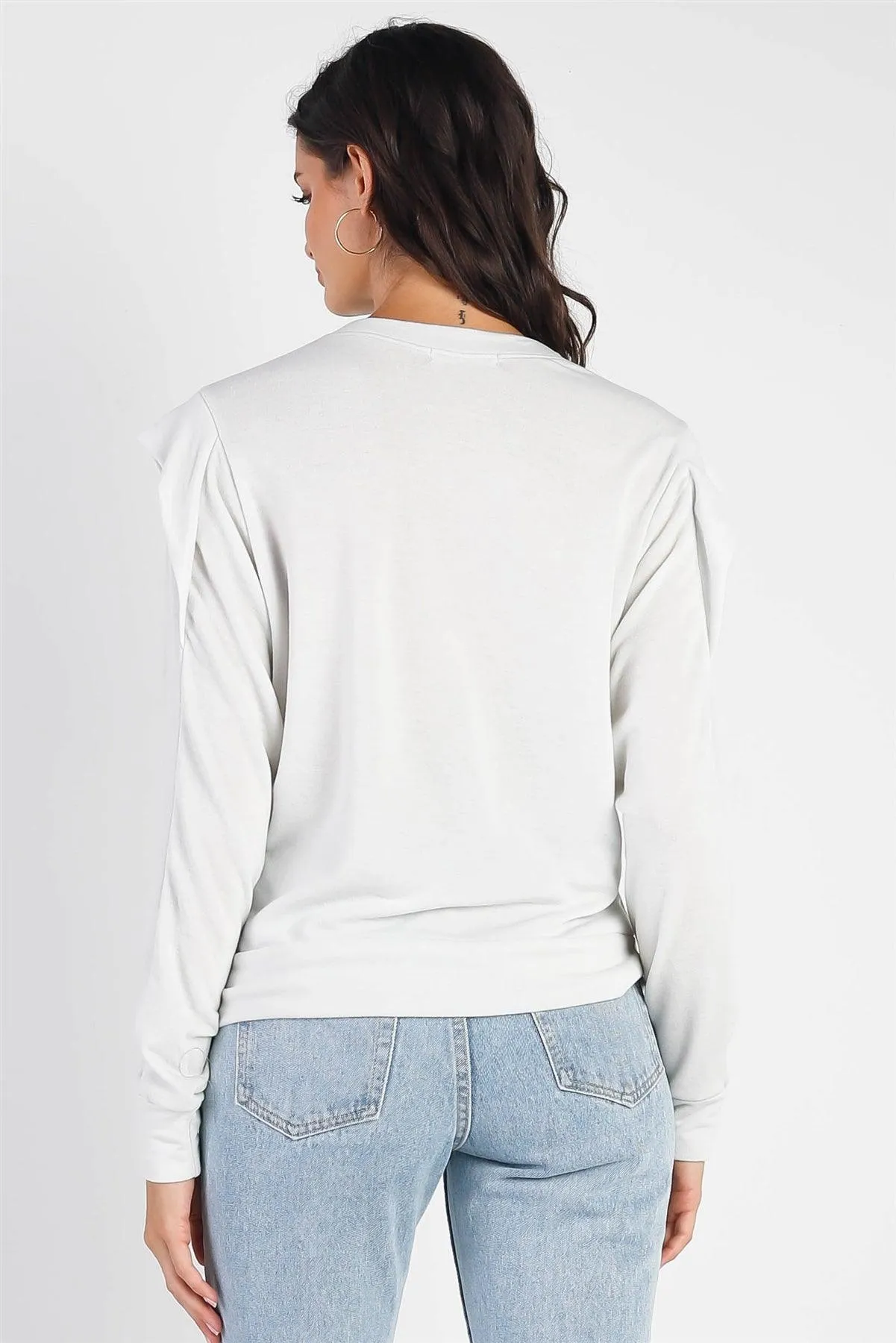 Light Sage Round Neck Long Sleeve Knit Top