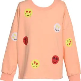 Little Girl’s I Tween Peach Emoji Print Pullover
