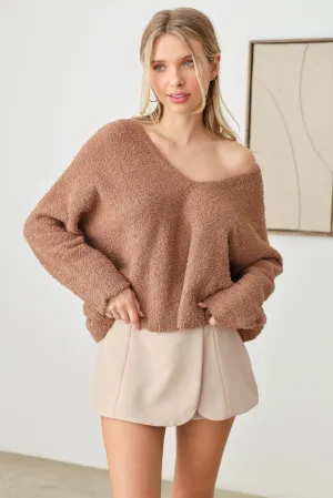 Long Sleeve V-Neck Oversized Knit Top