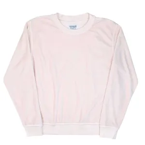 Long Sleeve Women's Crewneck Velour Sweatshirt - Buff Pink
