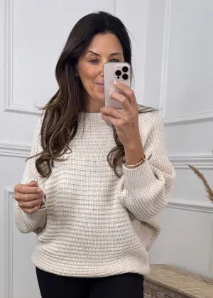 Loren Beige Batwing Necklace Jumper