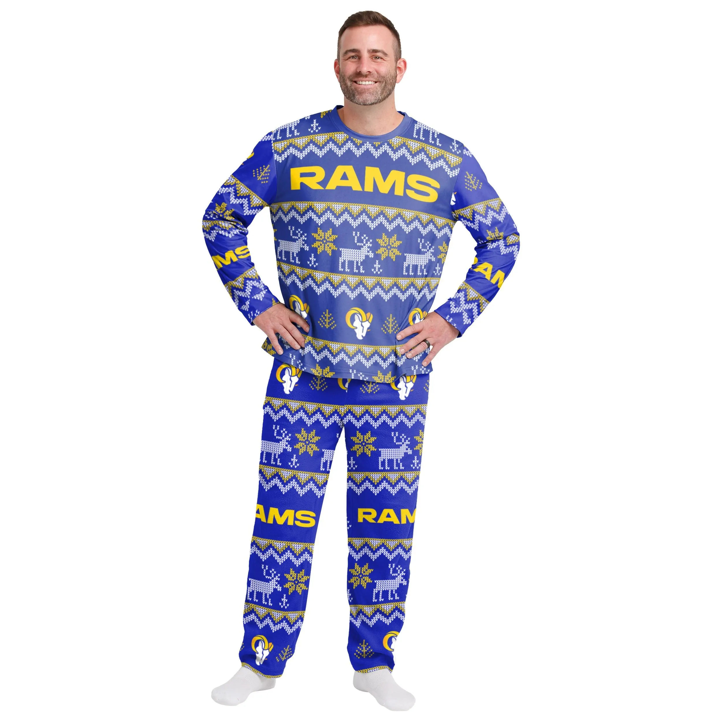 Los Angeles Rams NFL Ugly Pattern Family Holiday Pajamas