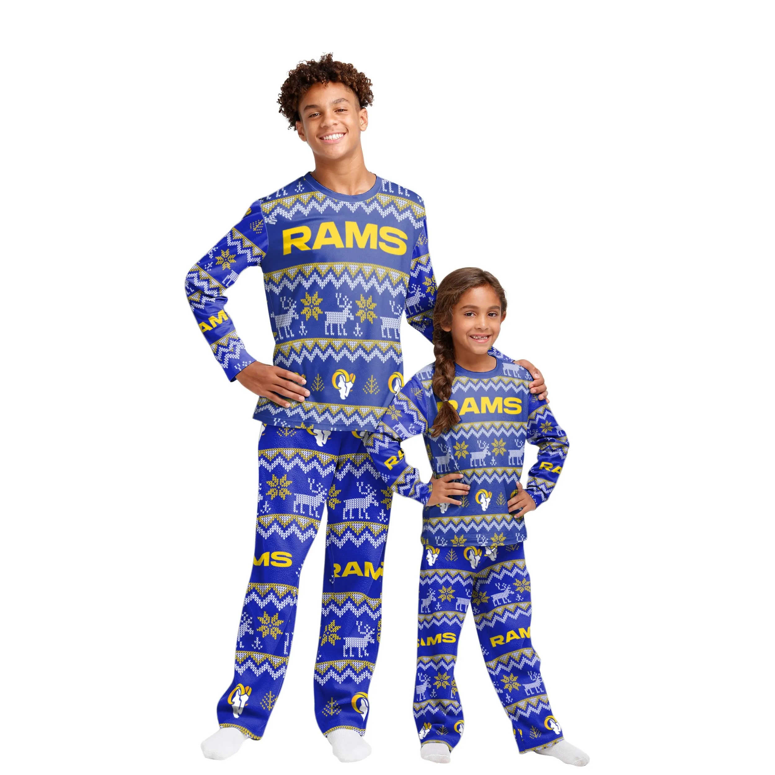 Los Angeles Rams NFL Ugly Pattern Family Holiday Pajamas