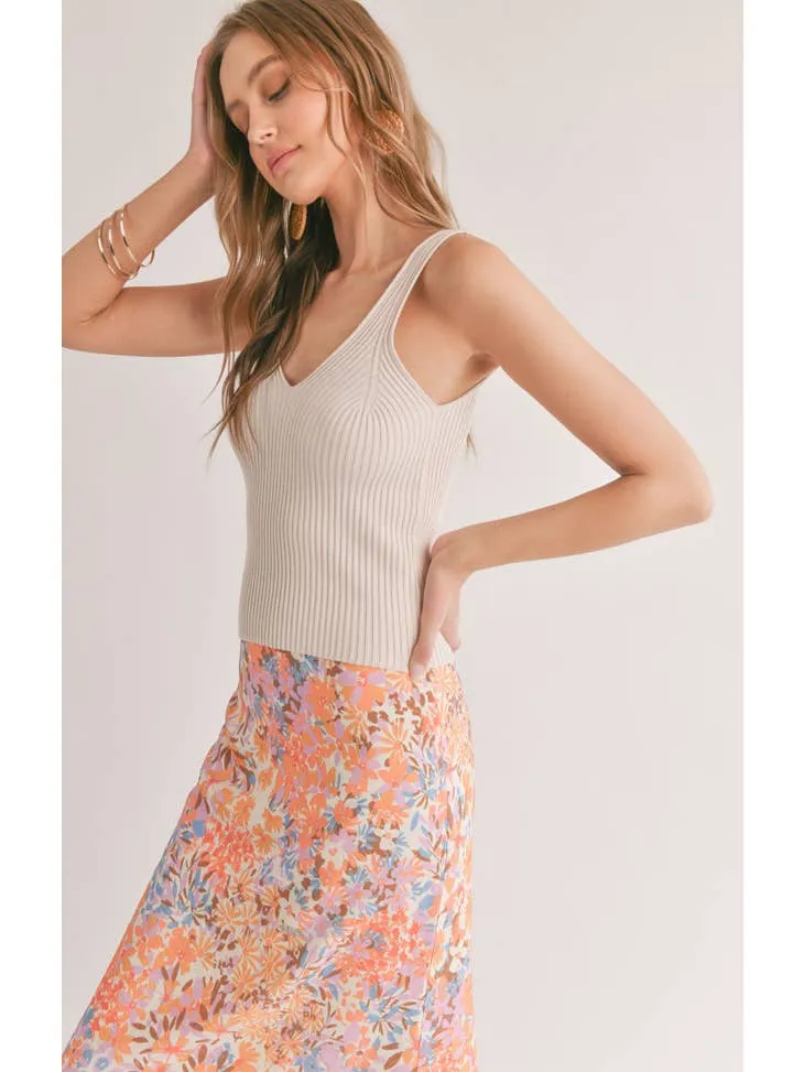 Maddie Ribbed V-Neck Tank