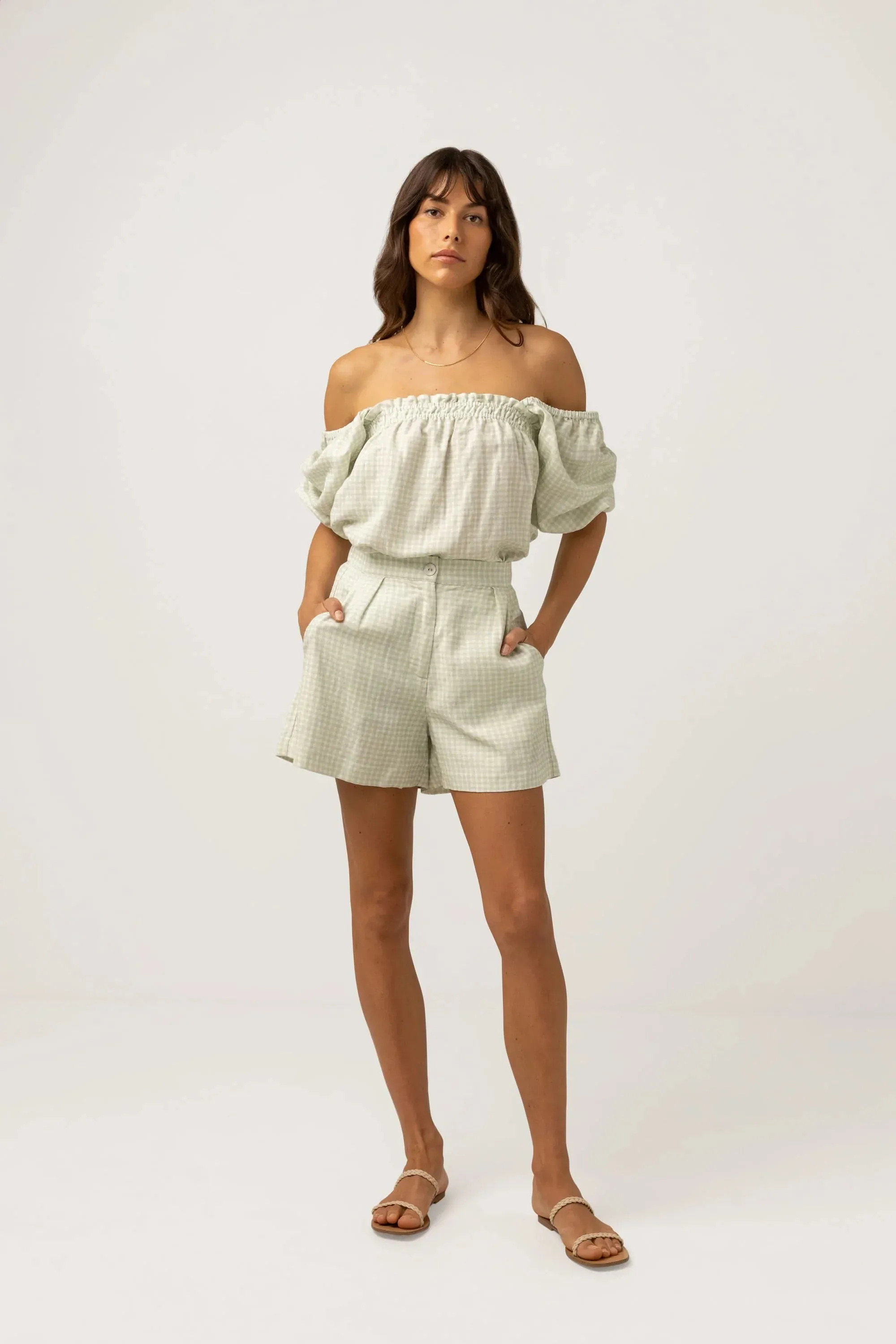 Maisy Check Short Sage
