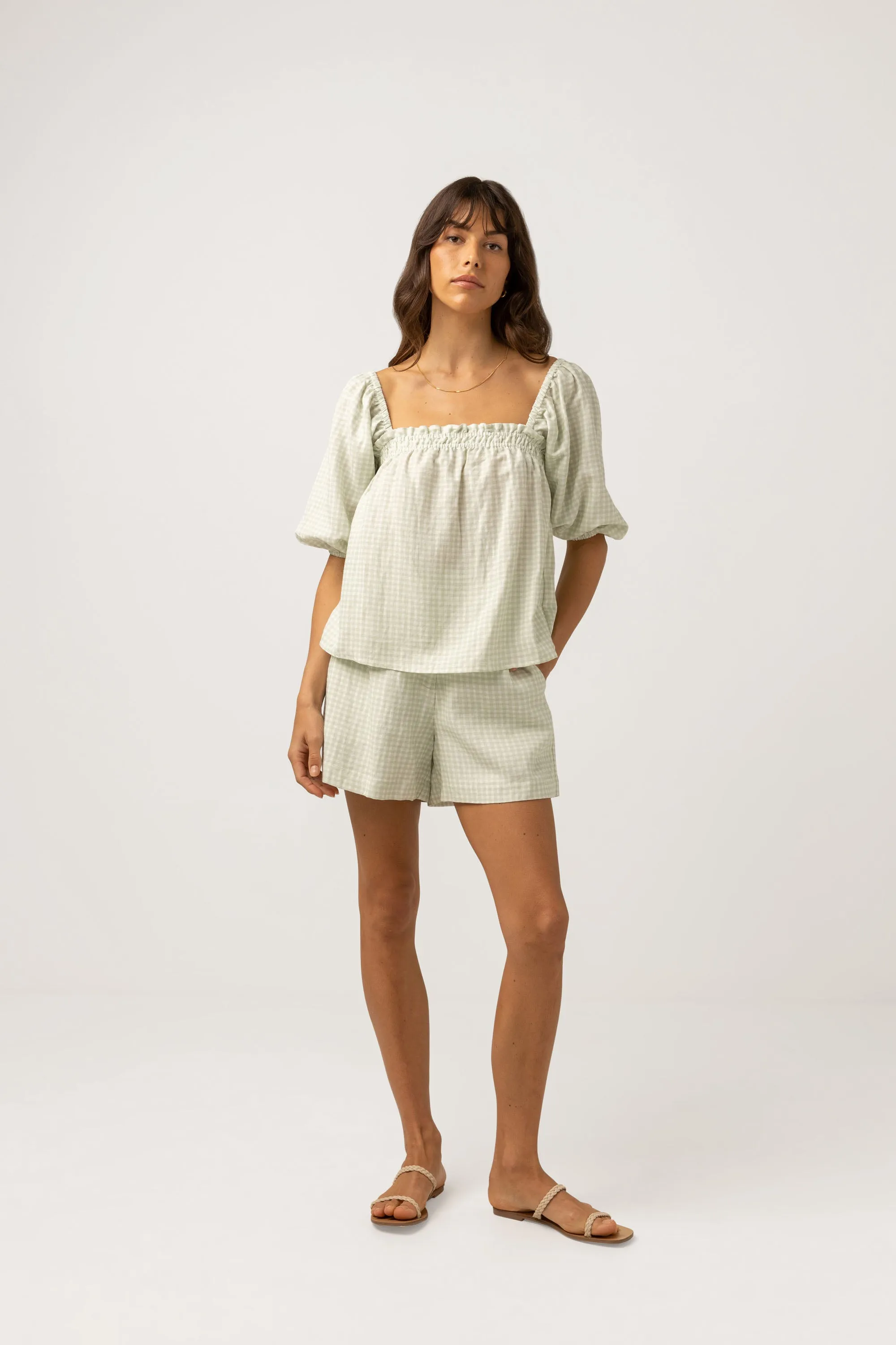 Maisy Check Top Sage
