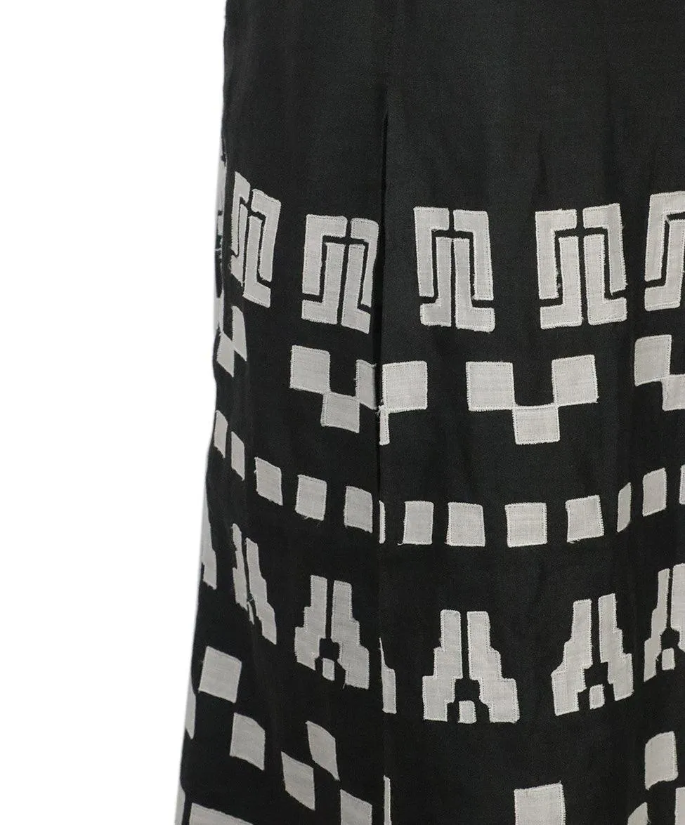 Max Mara Charcoal & Ivory Cotton Skirt sz 10