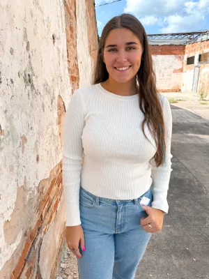 Maya Ribbed Knit Crewneck Pullover