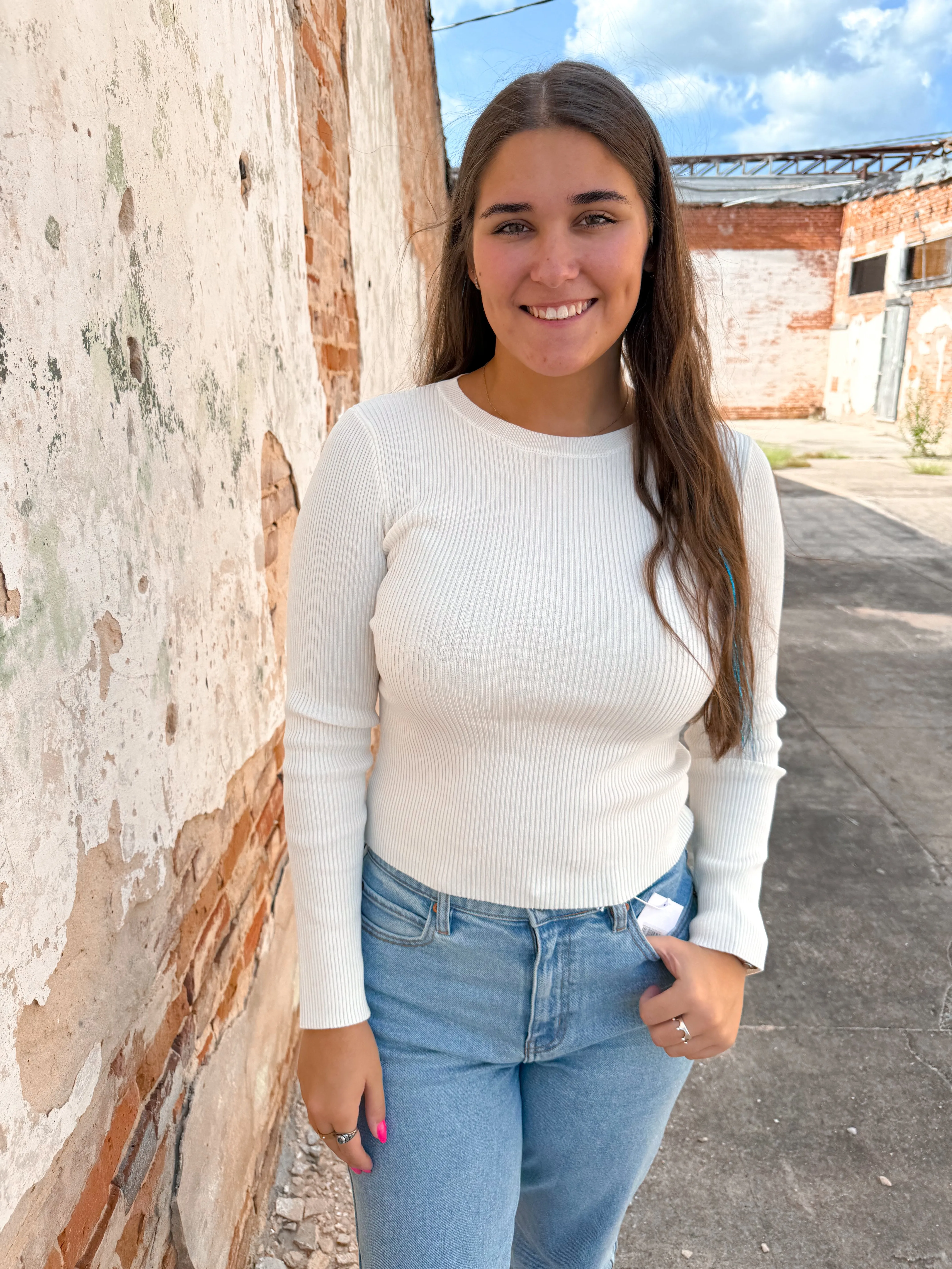 Maya Ribbed Knit Crewneck Pullover