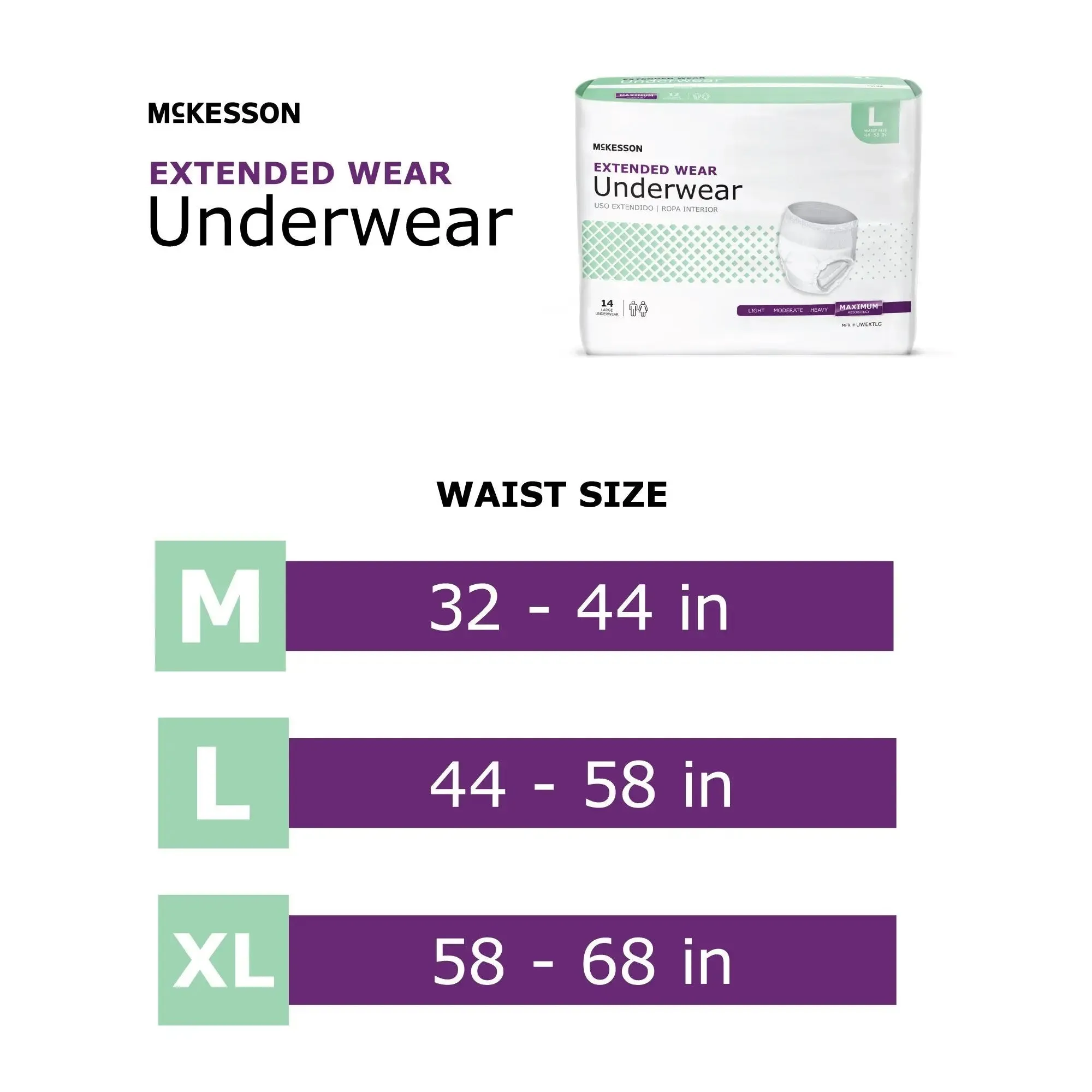 McKesson Extended Wear Maximum Absorbent Underwear, Medium