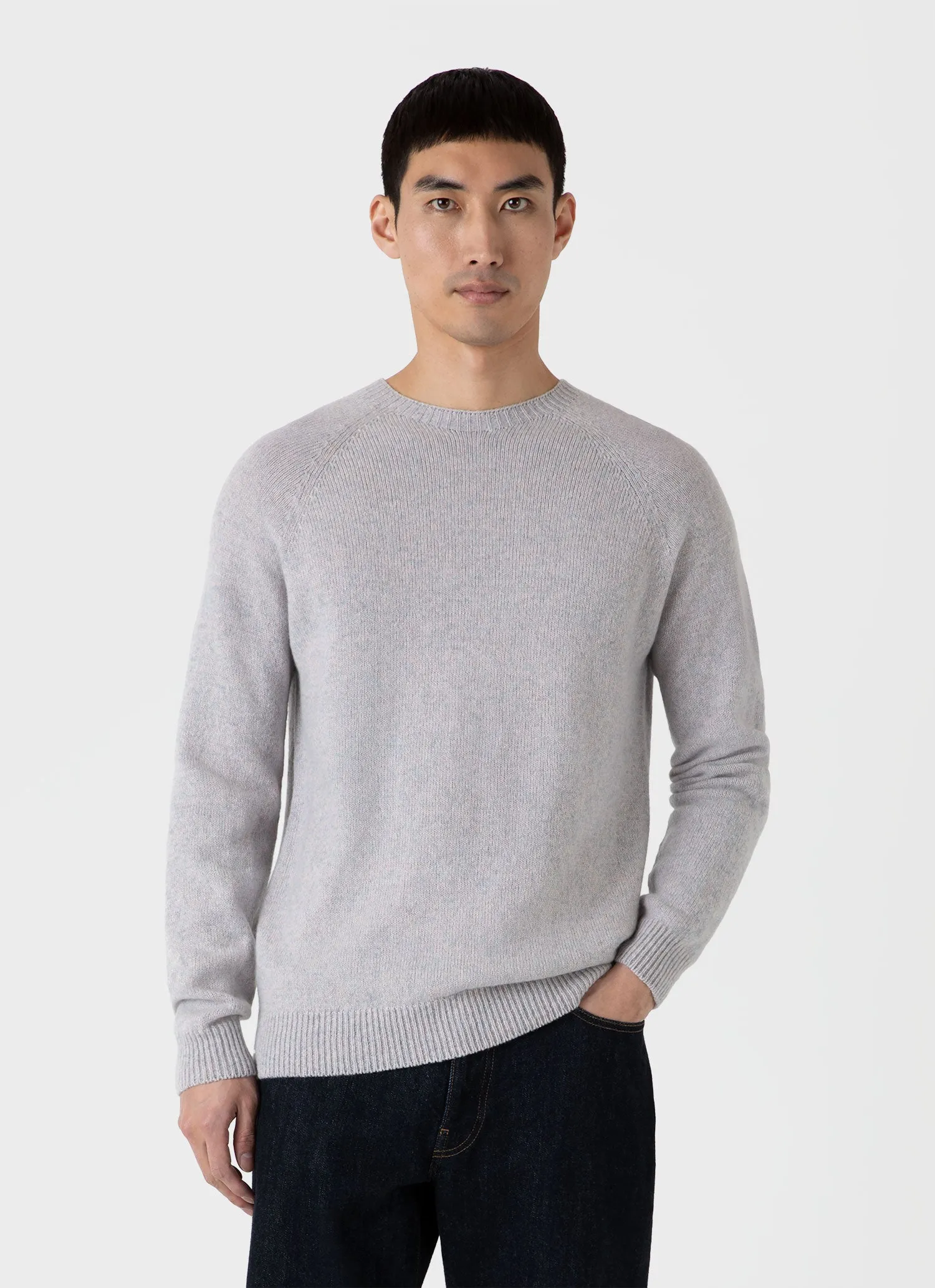 Men's Lambswool Crew Neck Jumper in Pink Smoke Twist