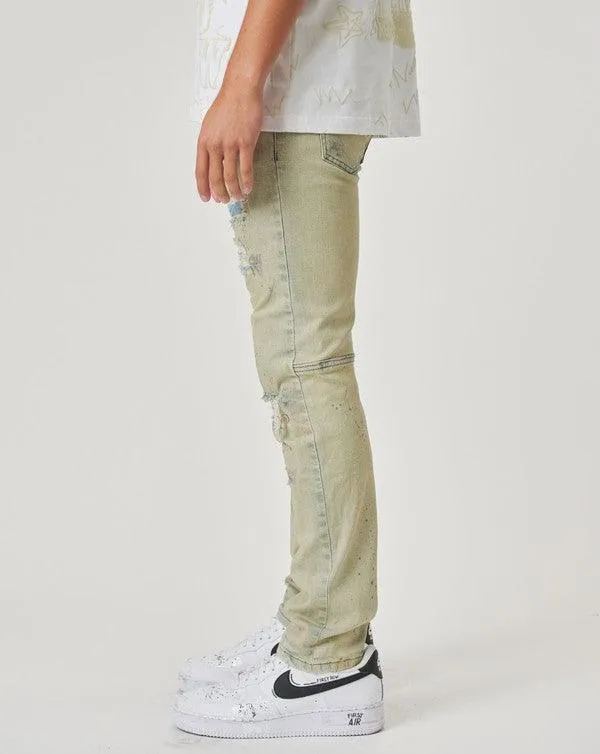 Mens Slim Fit Denim Light Sand Jeans