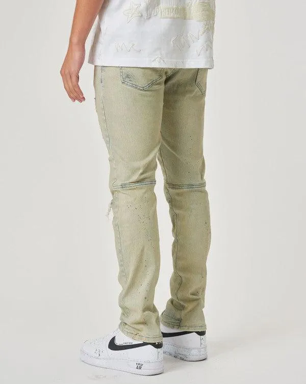 Mens Slim Fit Denim Light Sand Jeans