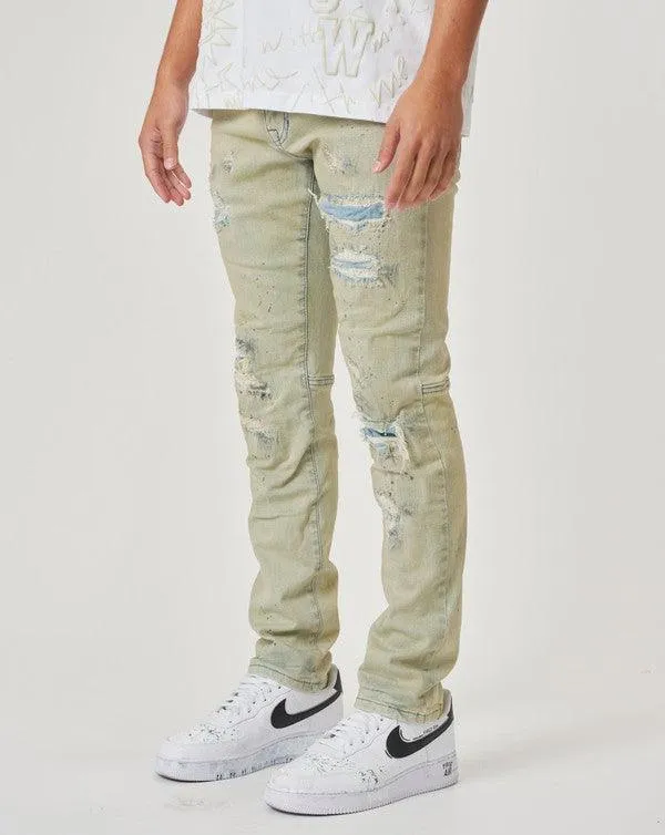 Mens Slim Fit Denim Light Sand Jeans