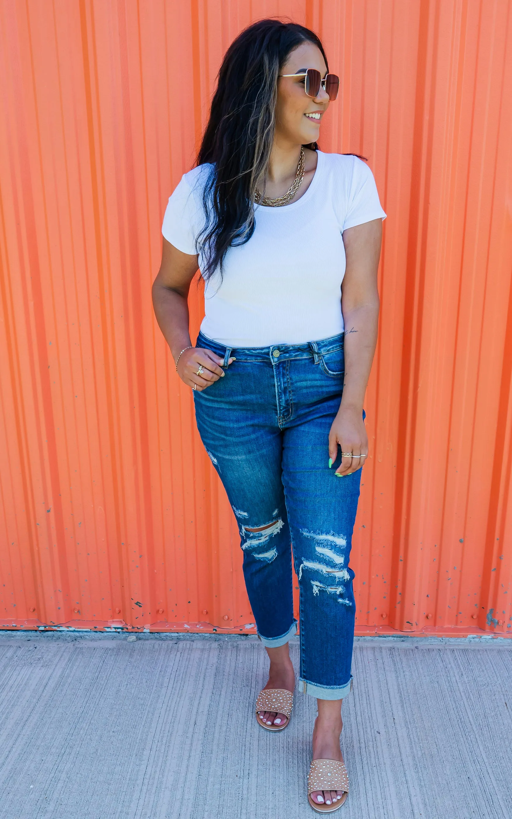 Mica | The Hannah High Rise Boyfriend Crop w/ Cuff Denim Jeans*