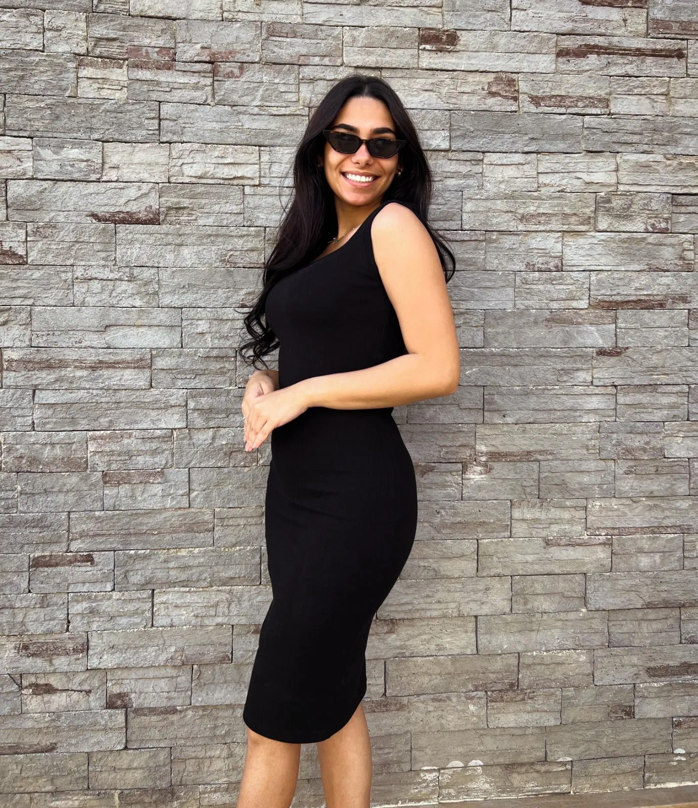 Minimal Ribbed Dress Black