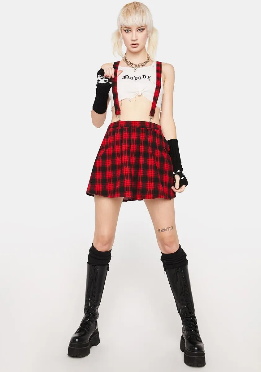 Miss Anarchy Plaid Overall Skirt
