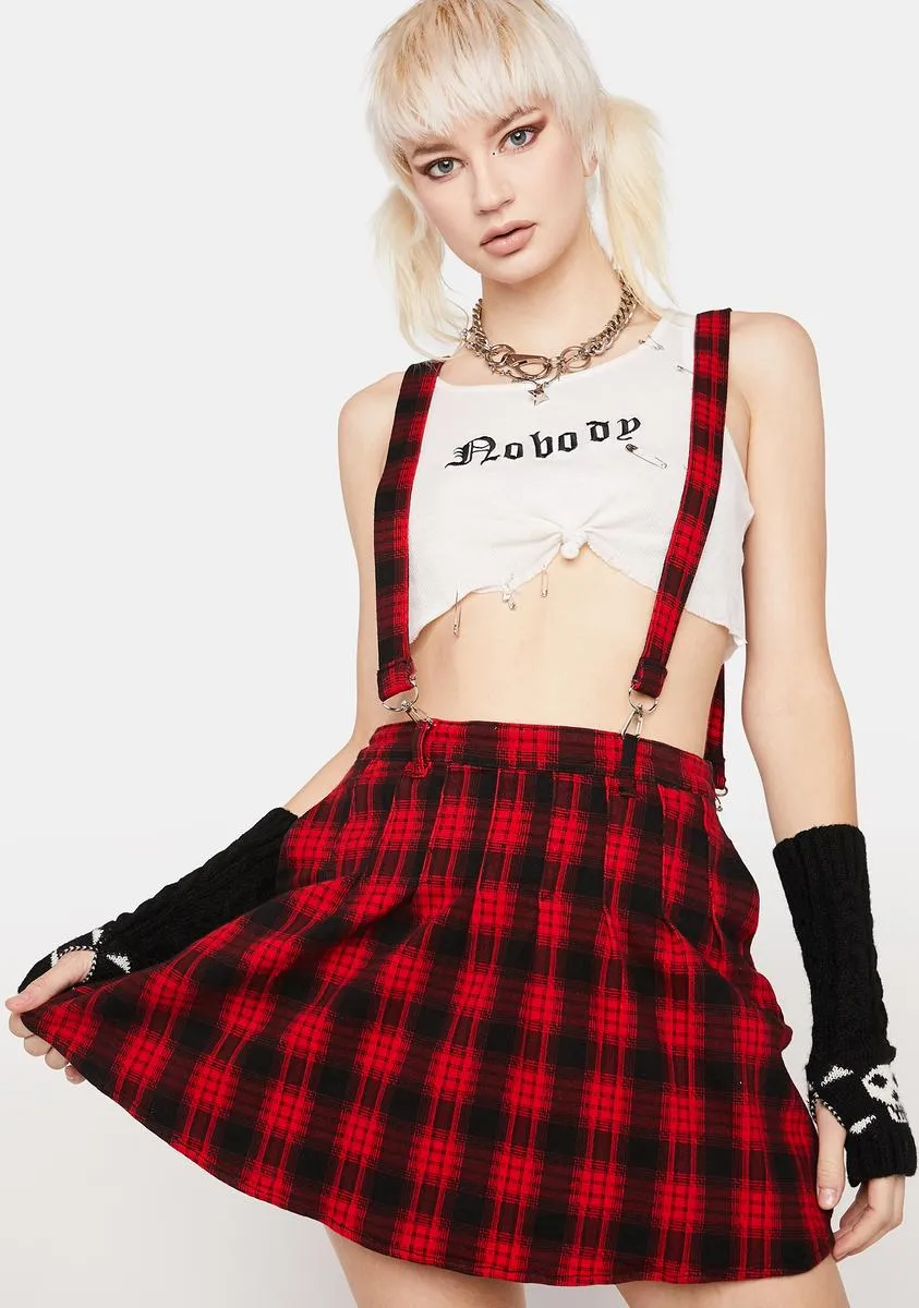 Miss Anarchy Plaid Overall Skirt