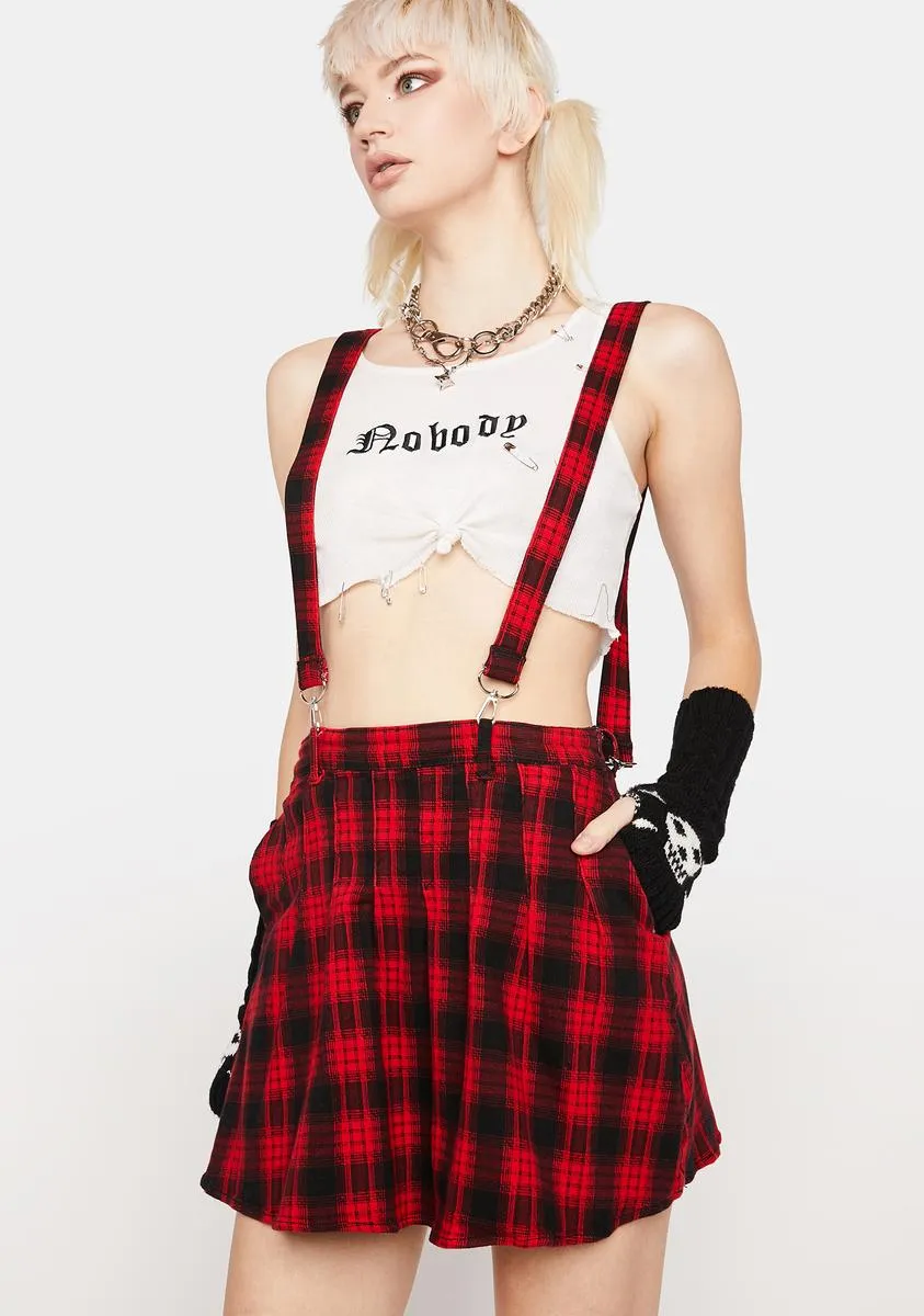 Miss Anarchy Plaid Overall Skirt