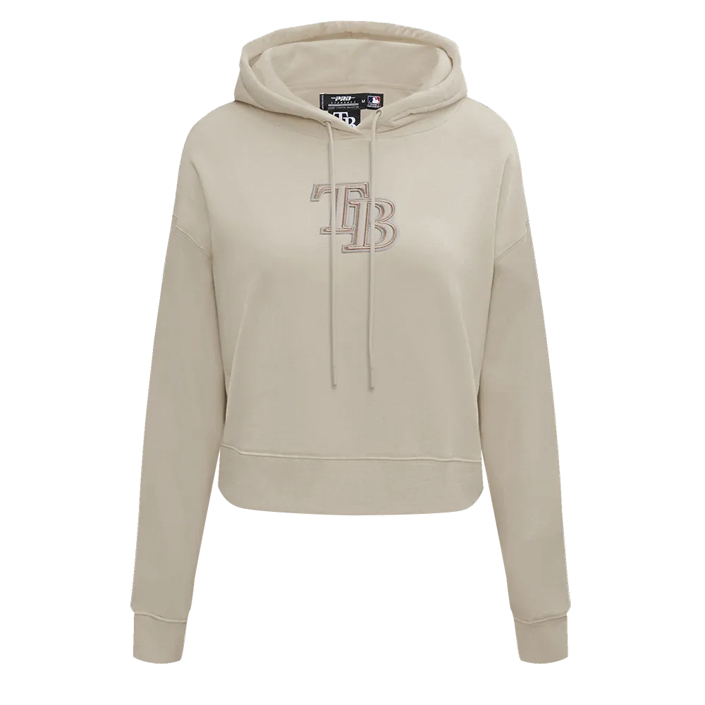 MLB TAMPA BAY RAYS NEUTRAL WOMEN'S CROPPED PO HOODIE (TAUPE)