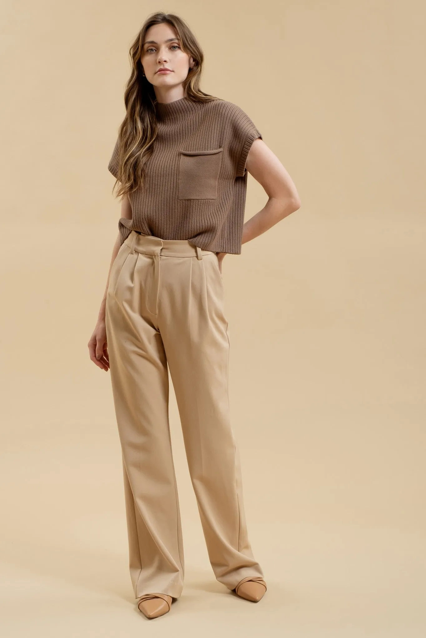 Mocha Pocket Knit Top