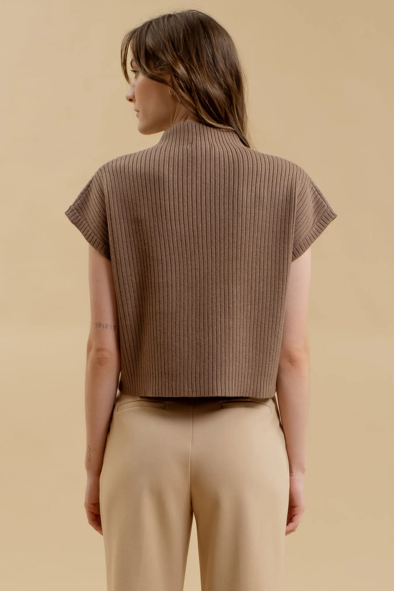 Mocha Pocket Knit Top