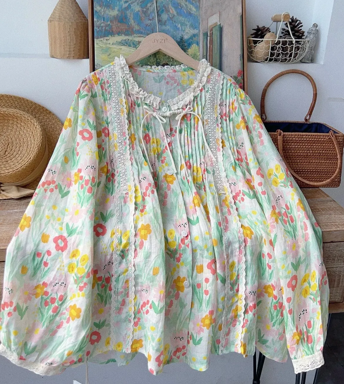 Mori kei Floral Blouse Top