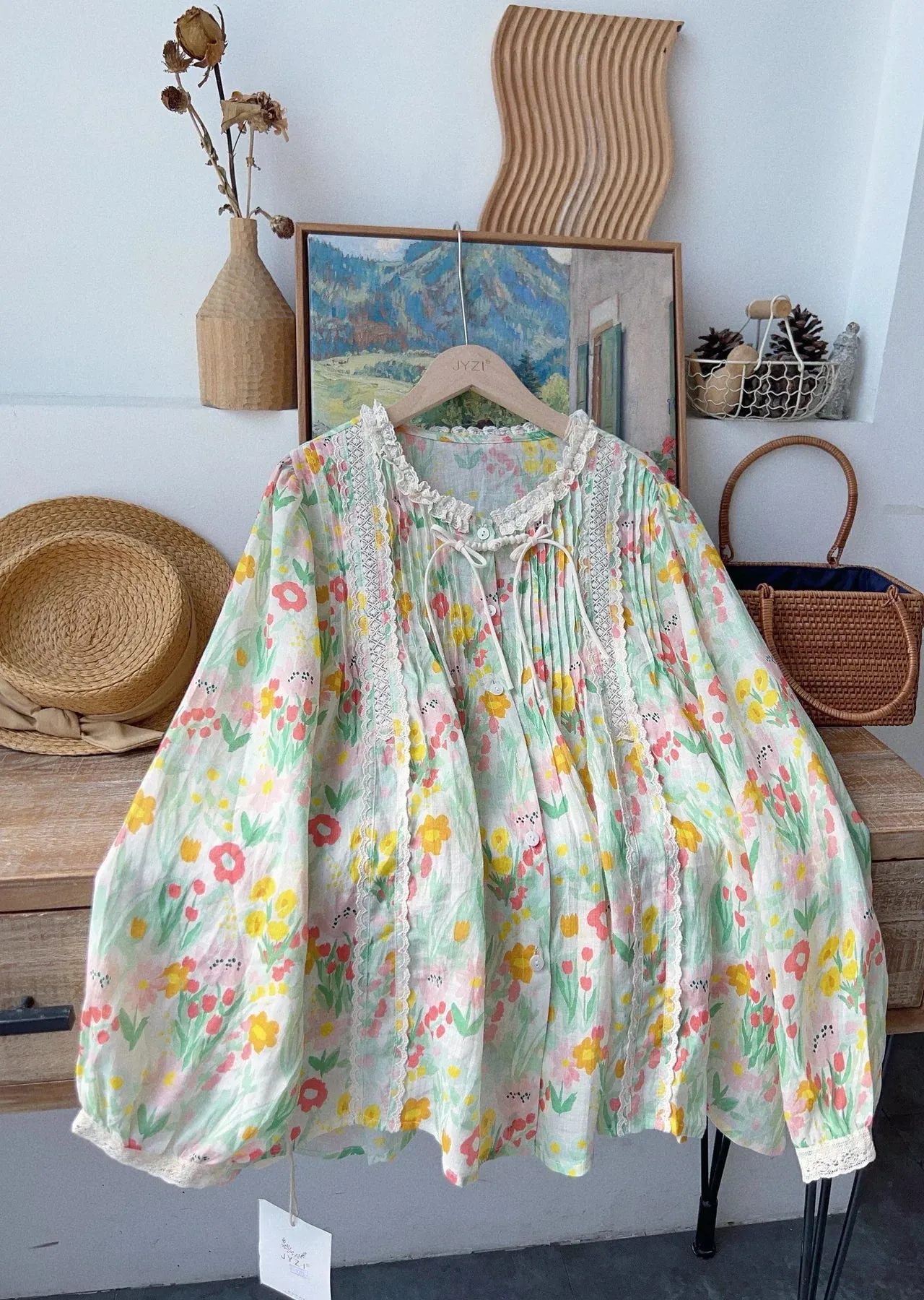 Mori kei Floral Blouse Top