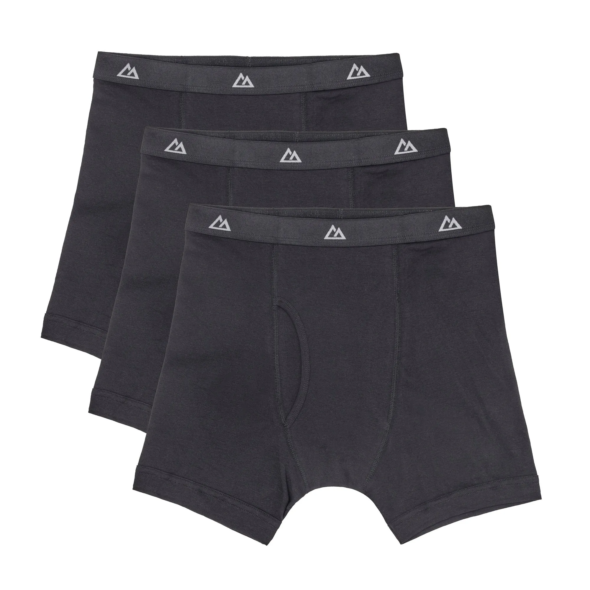 Mountain Ridge Men's Cotton Boxer Briefs with Elastic Waistband, Assorted Colours, 3-Pack