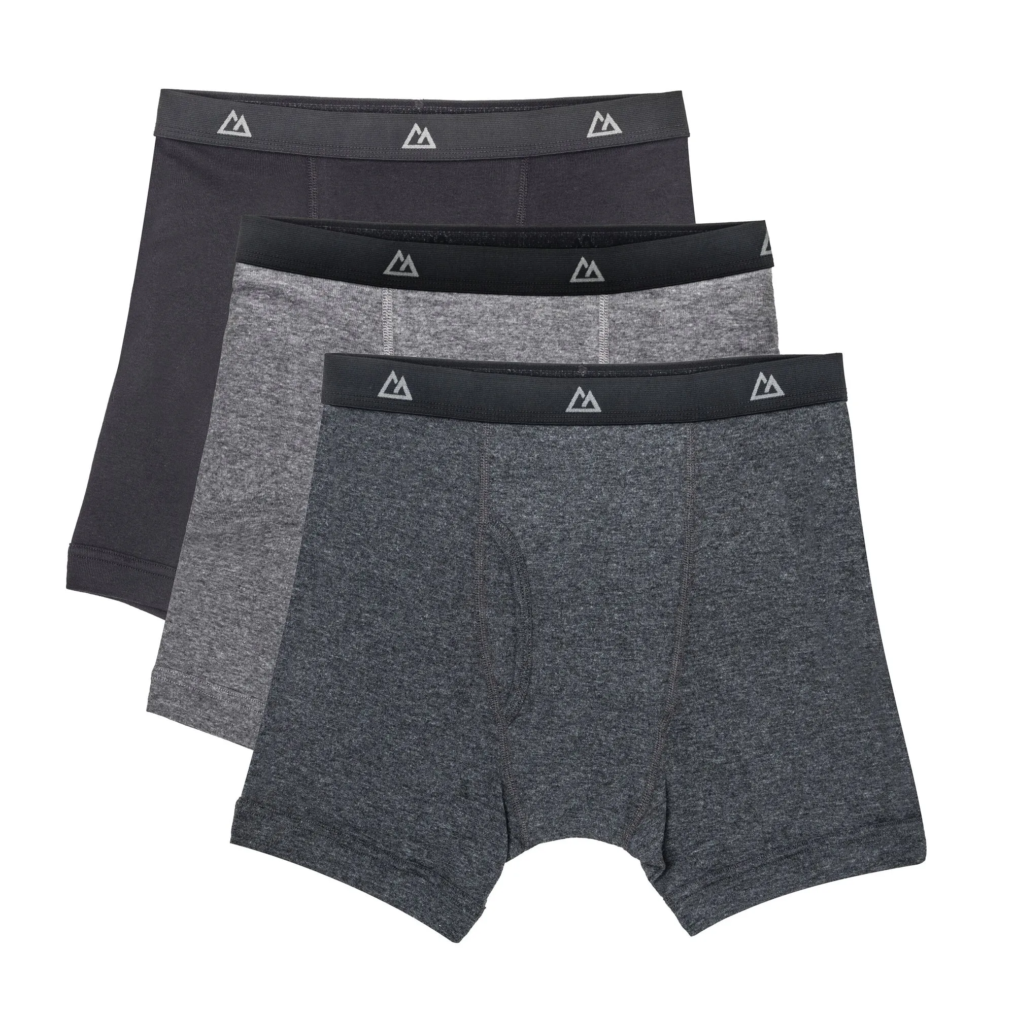 Mountain Ridge Men's Cotton Boxer Briefs with Elastic Waistband, Assorted Colours, 3-Pack