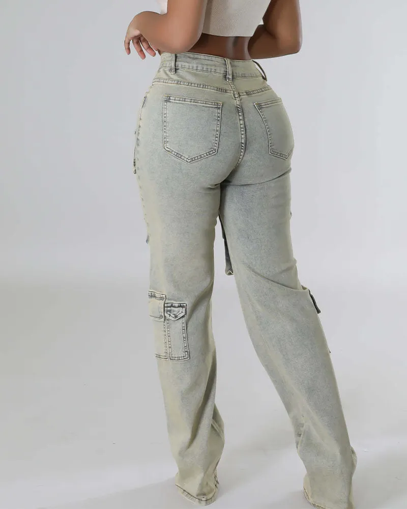 Multi Pocket Overall Jeans