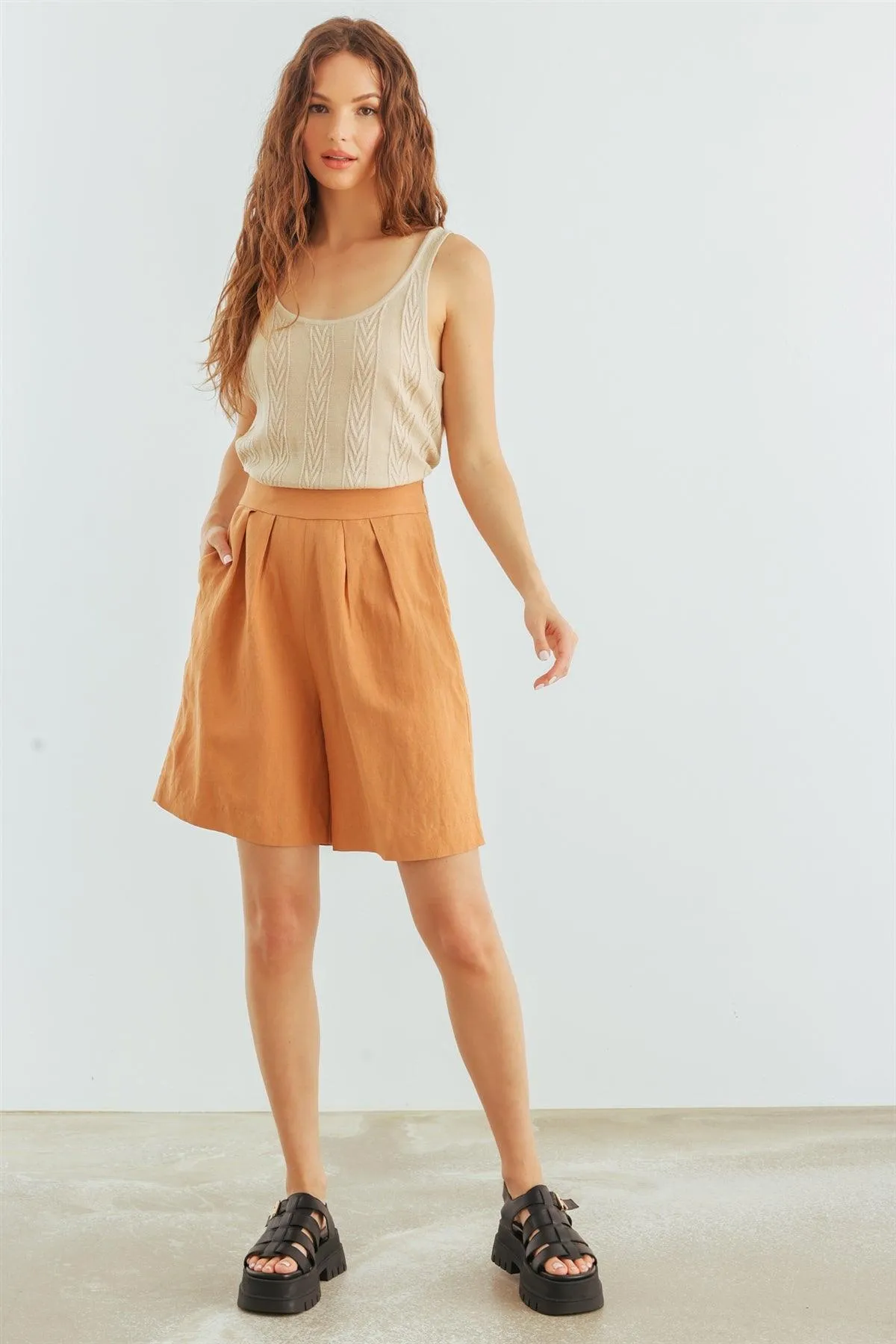 Natural Cable Knit Sleeveless Tank Top /2-2-2
