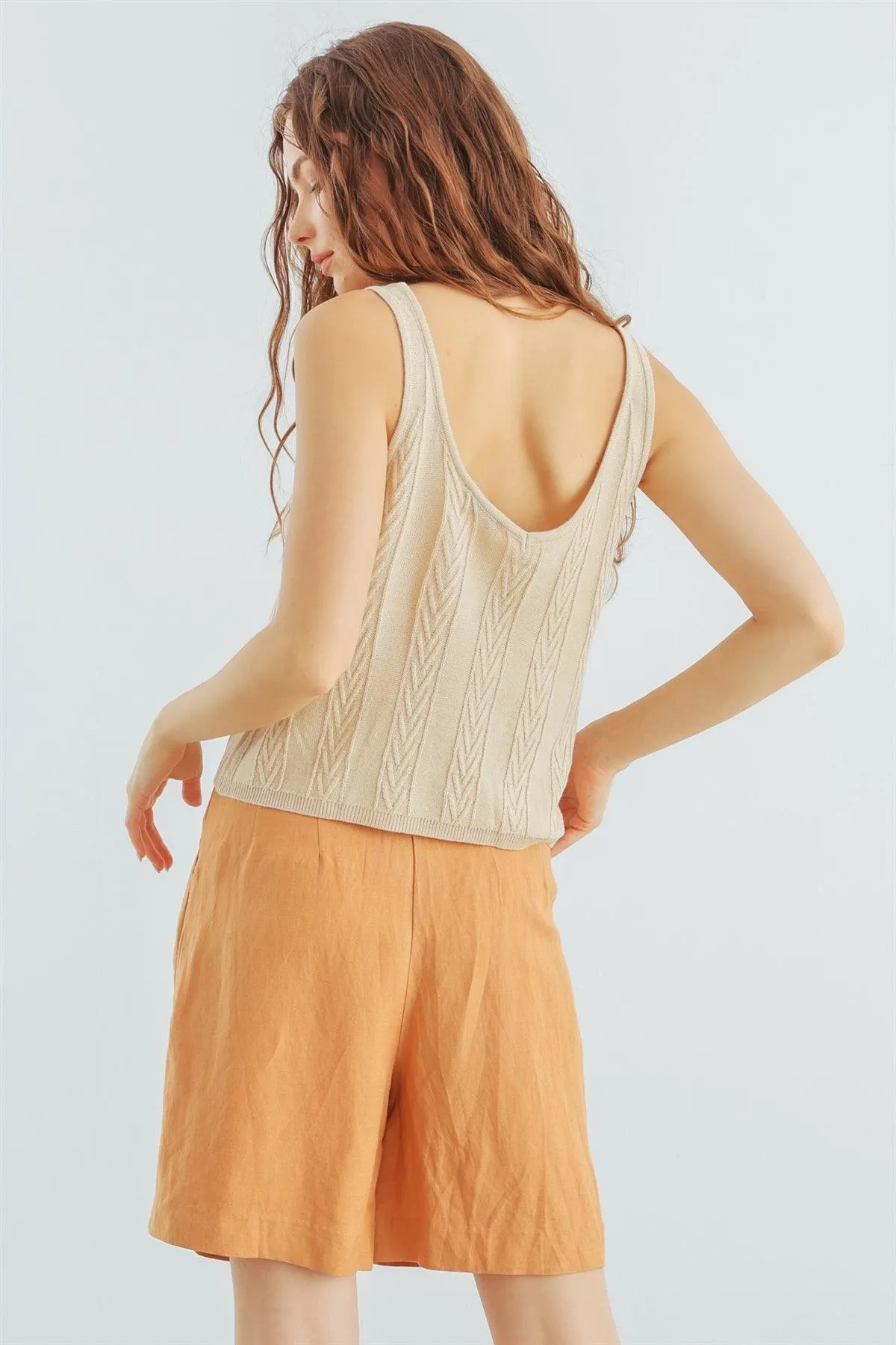 Natural Cable Knit Sleeveless Tank Top /2-2-2
