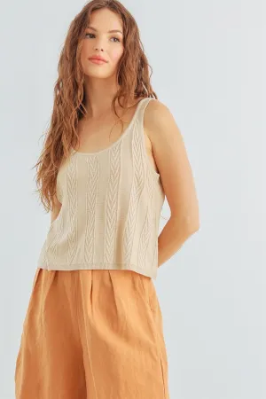 Natural Cable Knit Sleeveless Tank Top /2-2-2