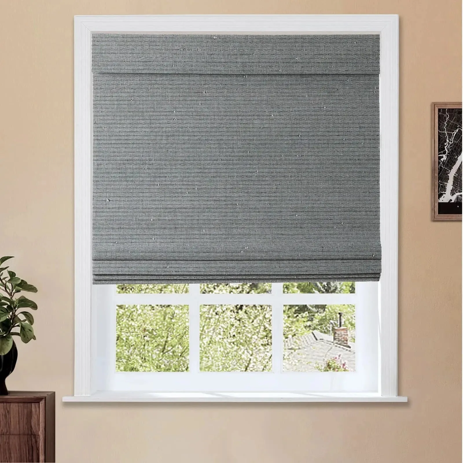 Natural Paper Bamboo Woven Shade - Blue