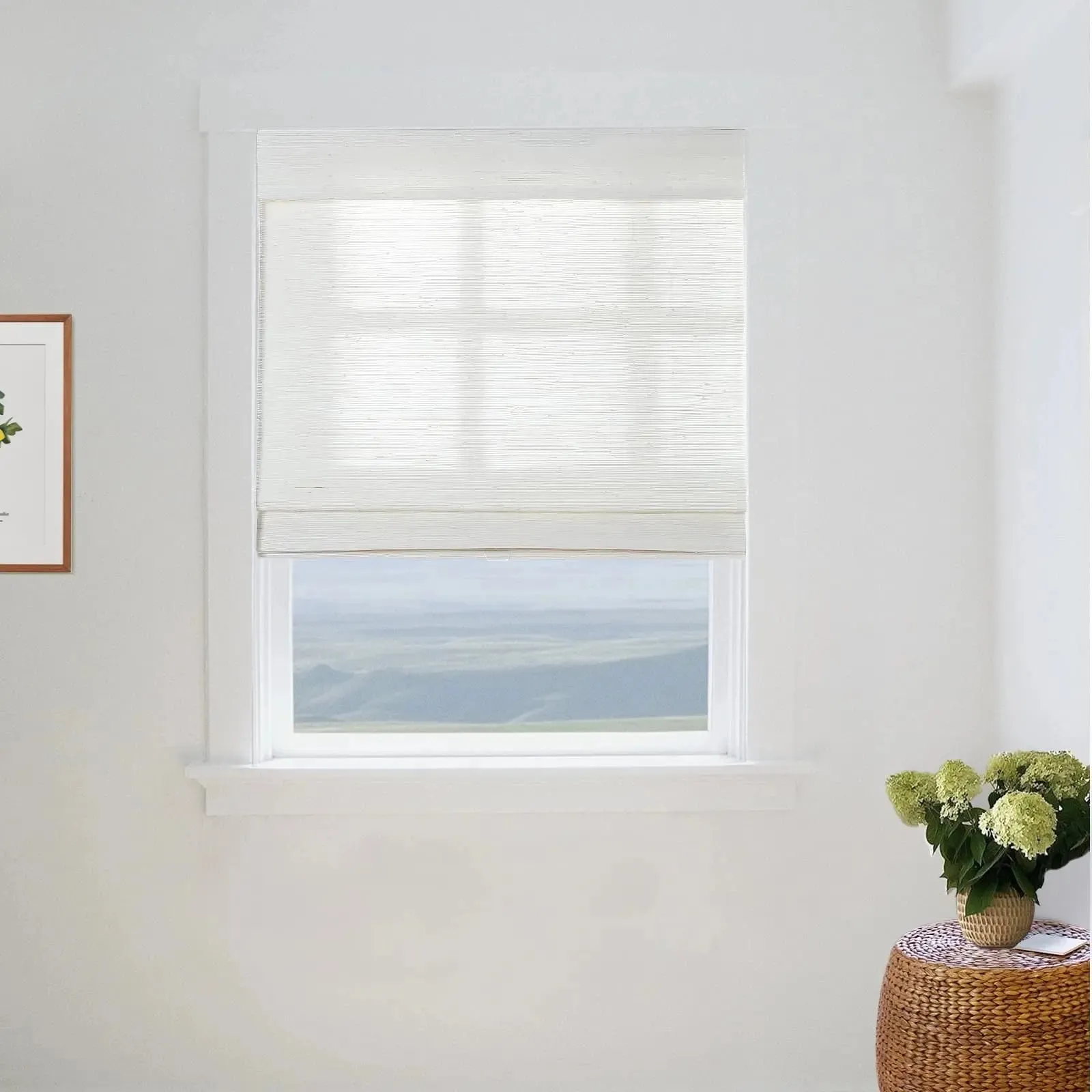 Natural Ramie Bamboo Woven Shade - Rattan White