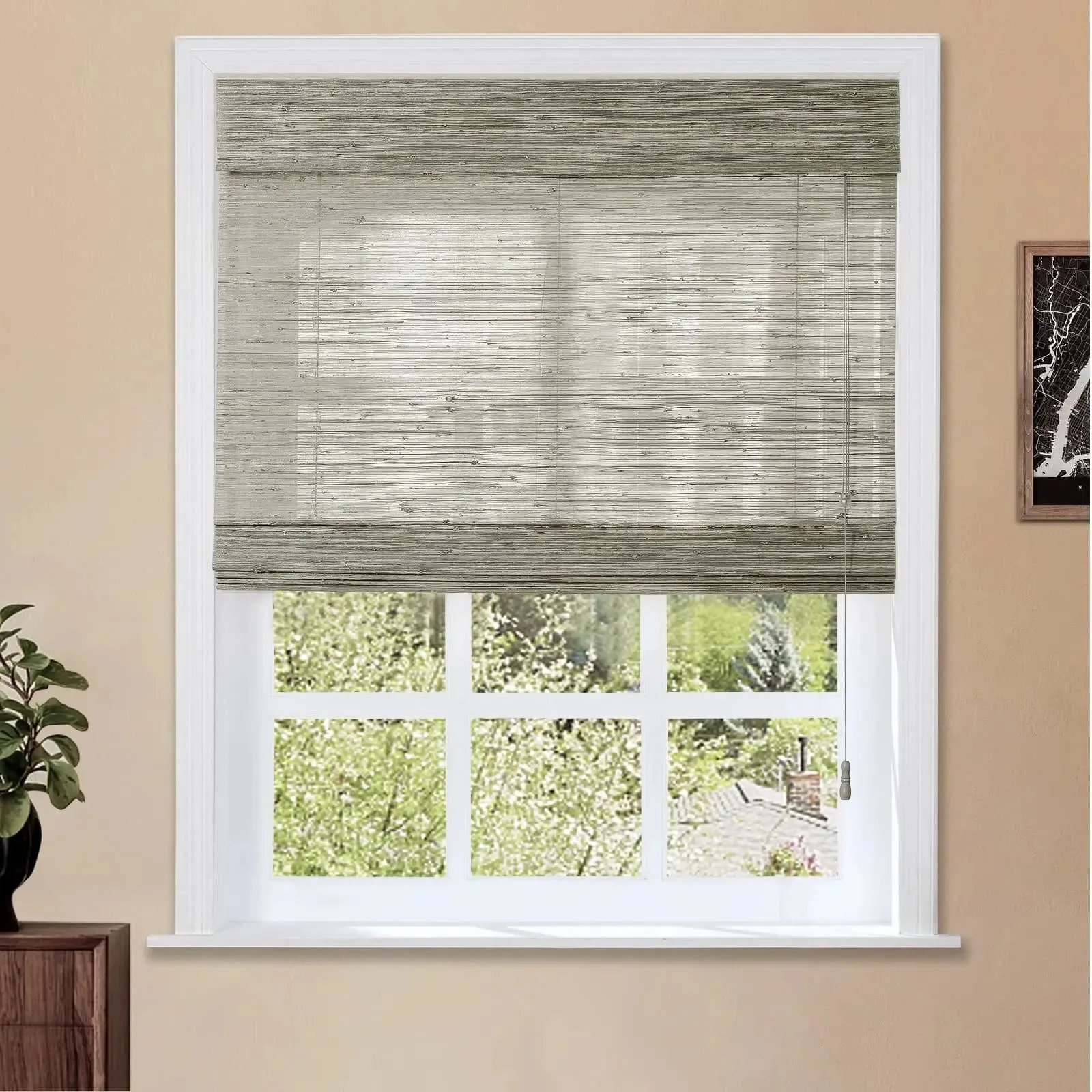 Natural Ramie Bamboo Woven Shade - Sea Glass