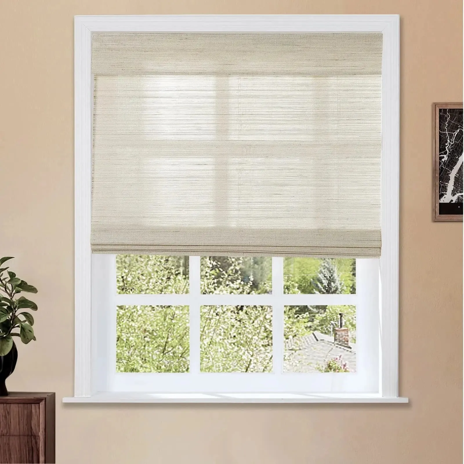 Natural Ramie Bamboo Woven Shade - Wall White