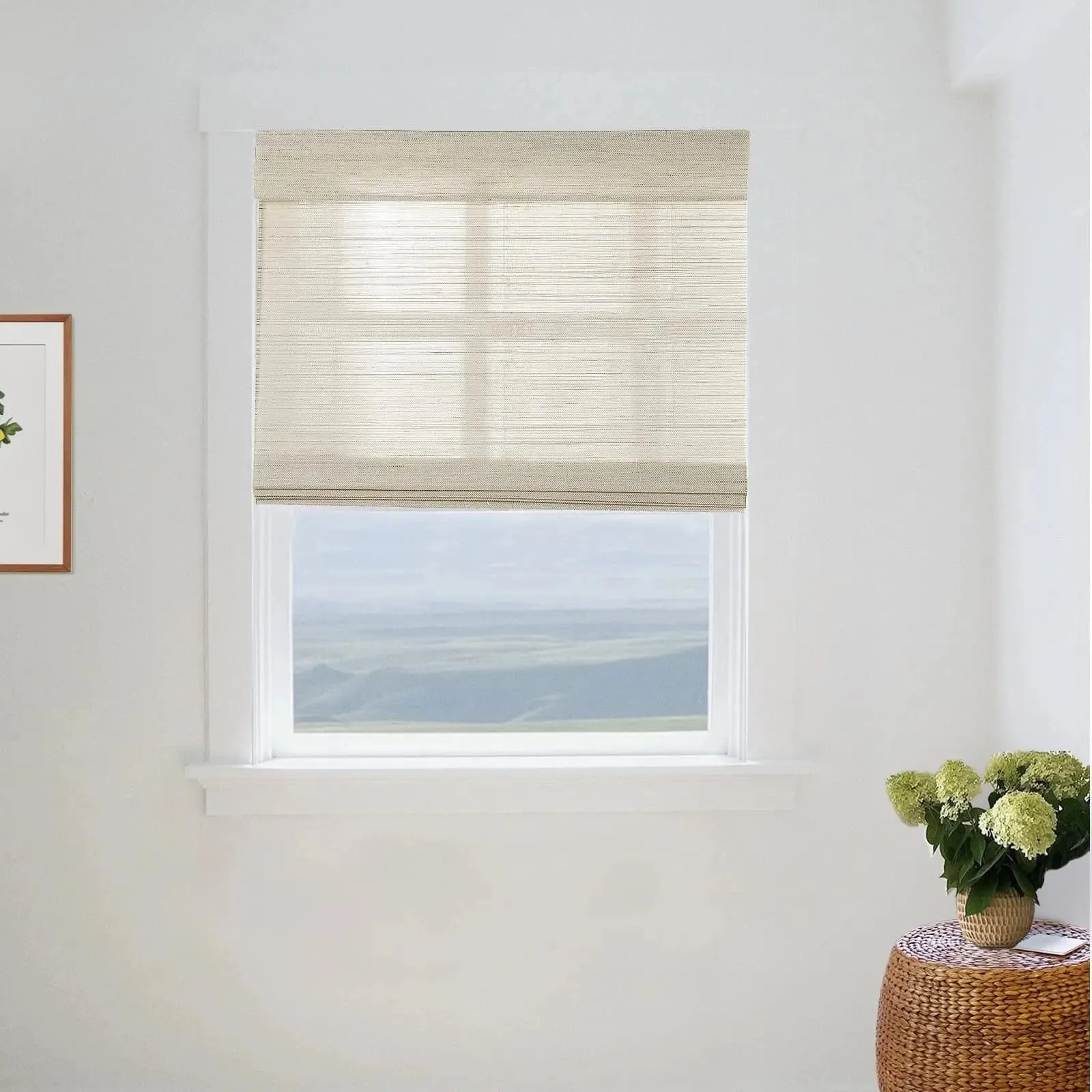 Natural Ramie Bamboo Woven Shade - Wall White