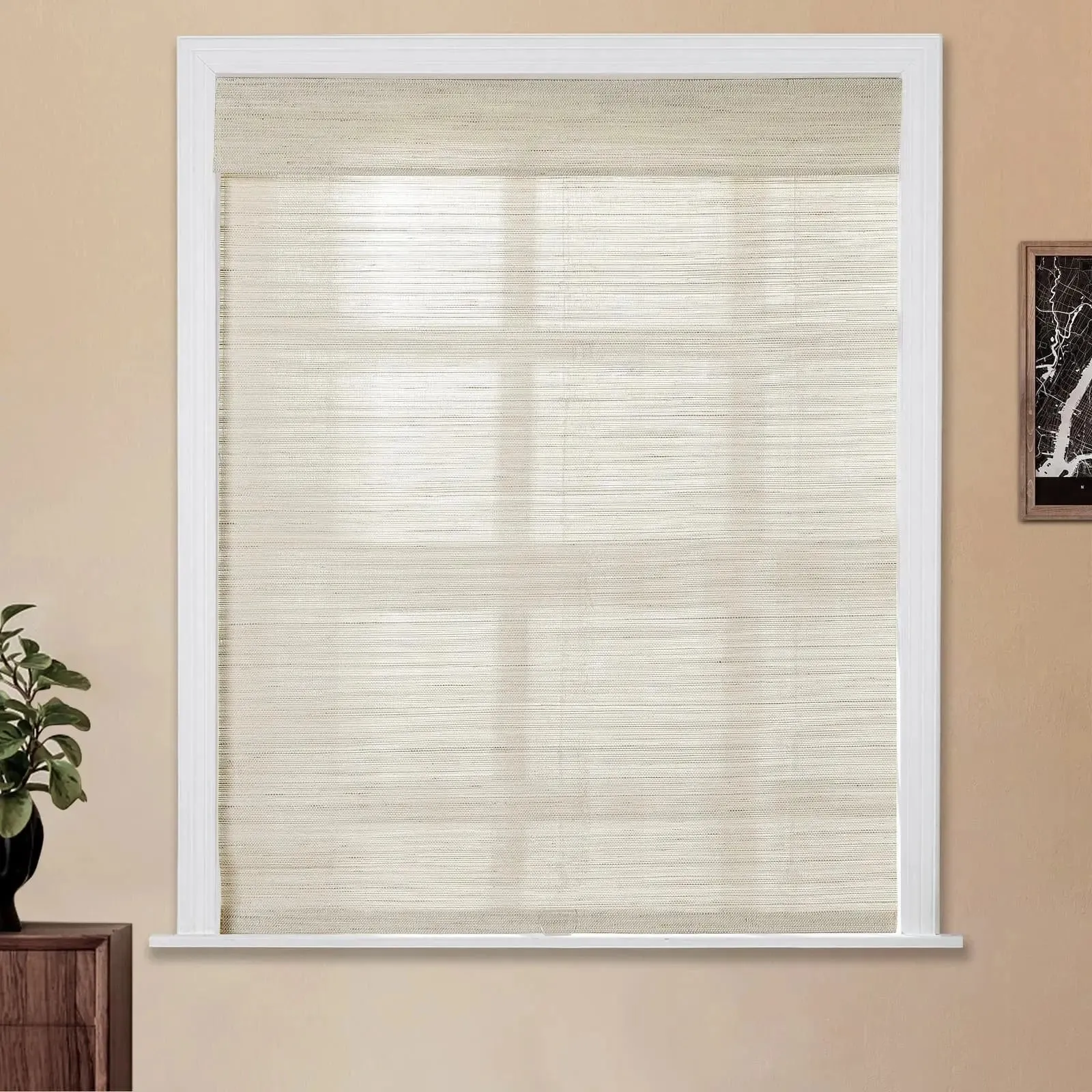 Natural Ramie Bamboo Woven Shade - Wall White