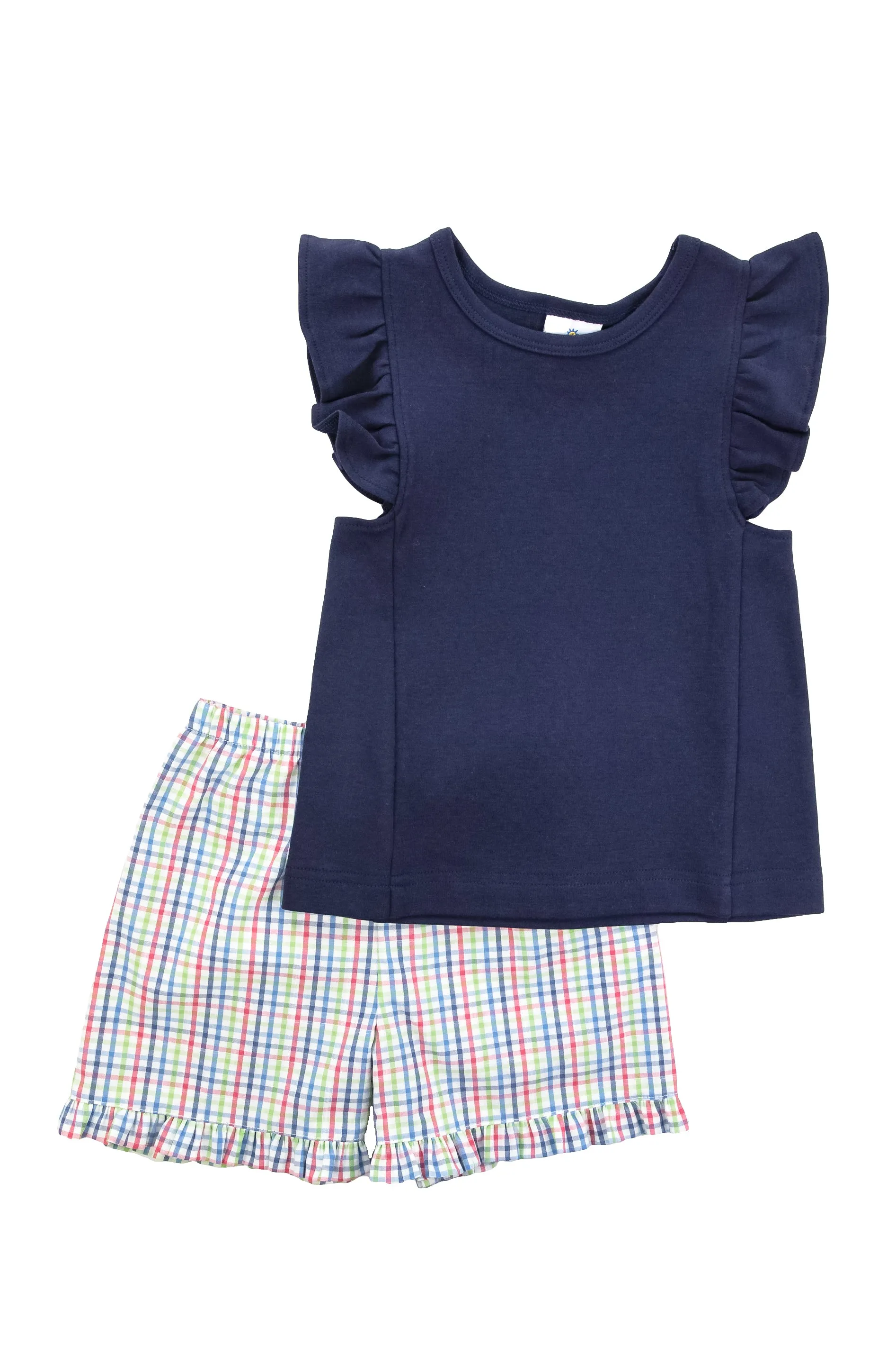Navy Ruffle Knit Top