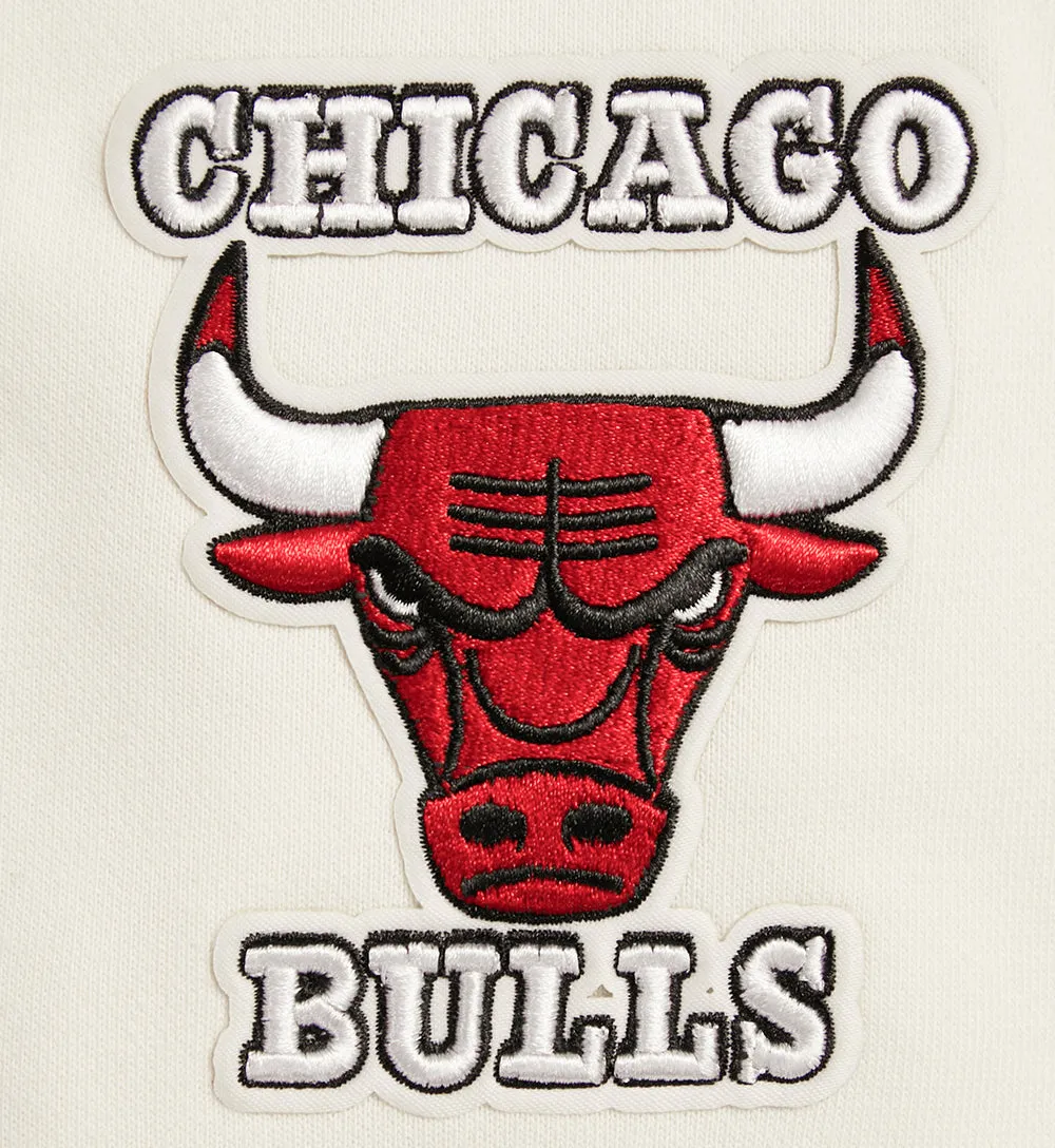 NBA CHICAGO BULLS RETRO CLASSIC WOMEN'S CROPPED PO HOODIE (EGGSHELL/ RED)