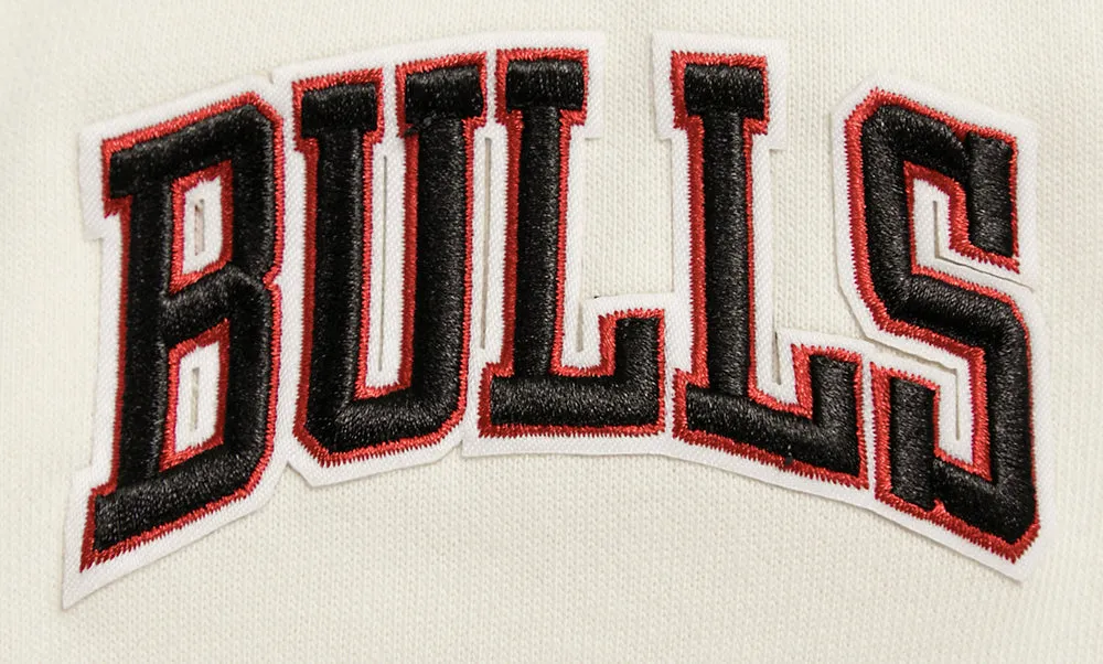 NBA CHICAGO BULLS RETRO CLASSIC WOMEN'S CROPPED PO HOODIE (EGGSHELL/ RED)