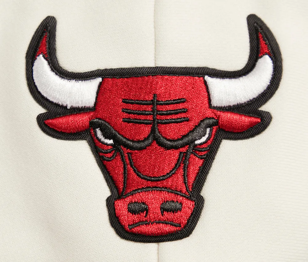 NBA CHICAGO BULLS RETRO CLASSIC WOMEN'S CROPPED PO HOODIE (EGGSHELL/ RED)
