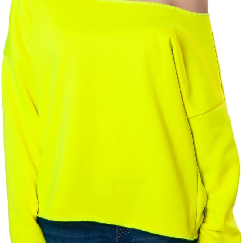 Neon Yellow Cut Off Sweatshirt