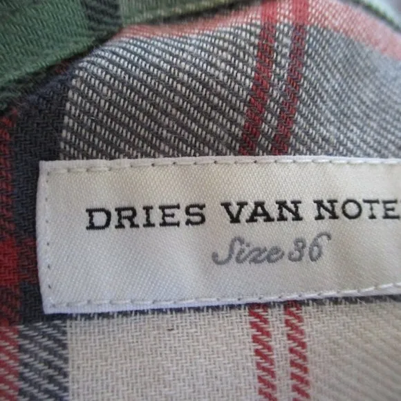 NEW DRIES VAN NOTEN Button-Up Plaid Blouse Top Shirt 36 GREEN BLUE