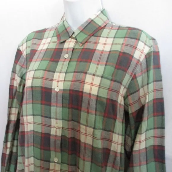 NEW DRIES VAN NOTEN Button-Up Plaid Blouse Top Shirt 36 GREEN BLUE