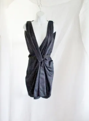 New LANVIN Ete 2010 Ruched Sleeveless Dress 38 6 NAVY BLUE