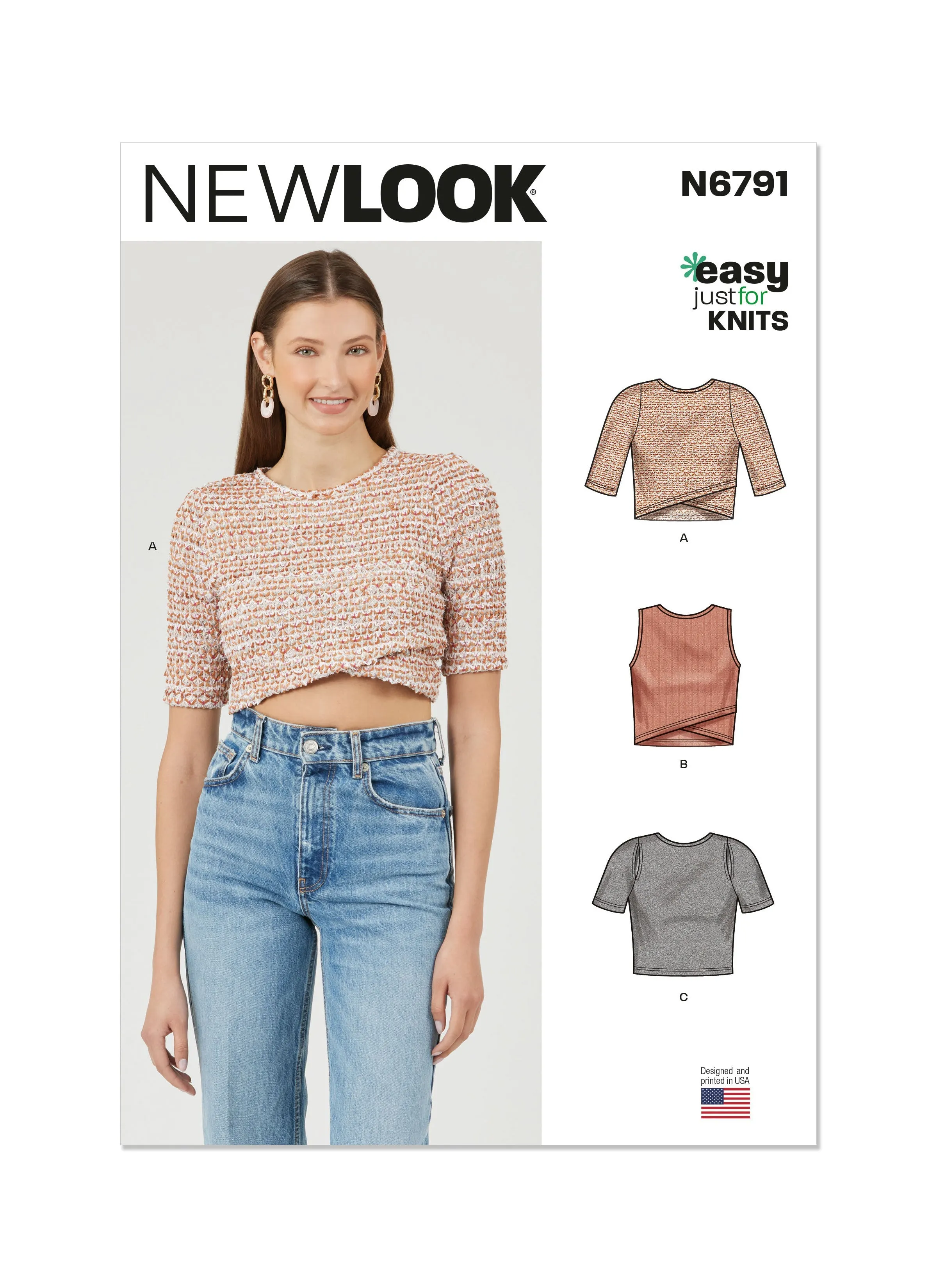 New Look sewing pattern 6791 Misses' Knit Tops